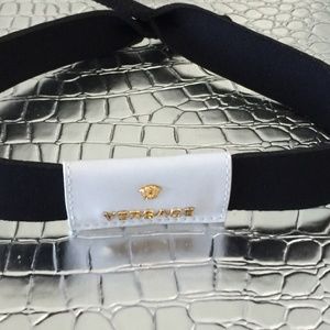 NWOT Versace Sunglass Neck Strap Black with With White and Gold One Size